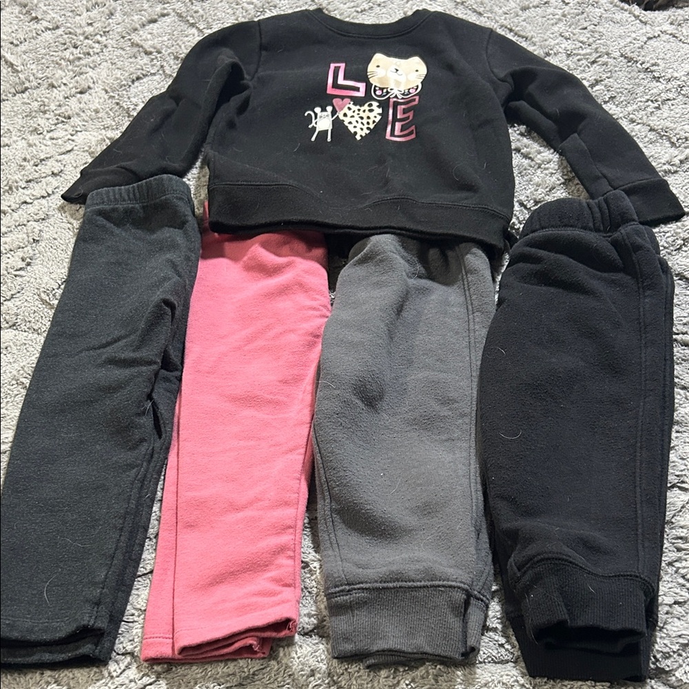 Jumping Beans Kids Sweatpants Set - Black, Pink, Gray and One Black Sweatshirt